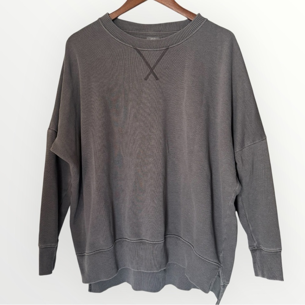 Aerie Gray Crewneck Sweater Soft Cotton Comfy Cozy Relaxed Fit Size Small